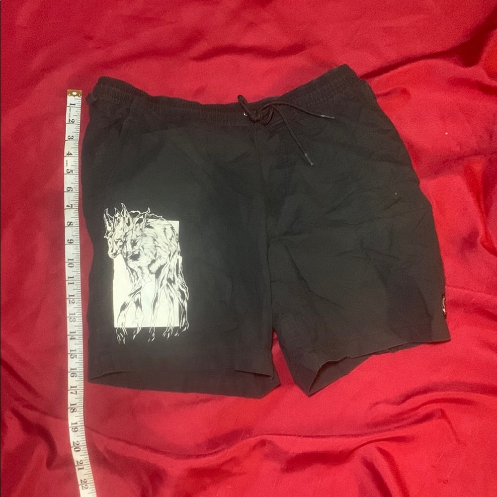Men's Black Graphic Athletic Shorts